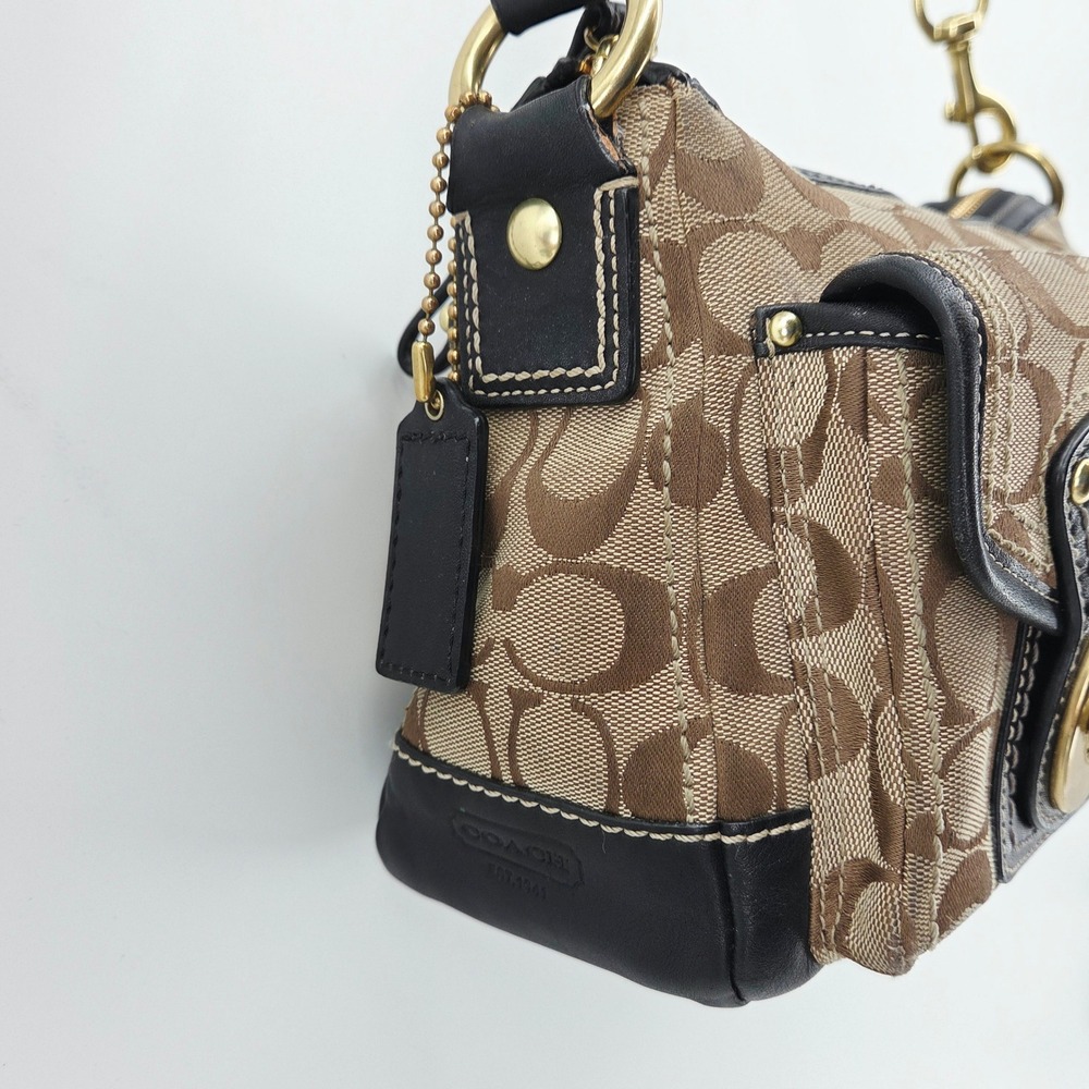 Coach F12869 Legacy Turnlock Signature Canvas Monogram Leather Bag Purse Vintage - Picture 2 of 16